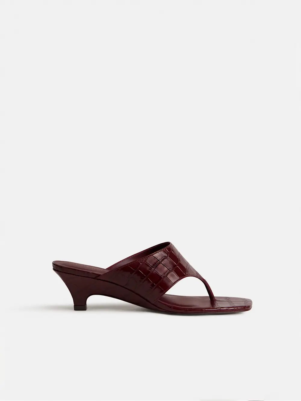 Reformation Sherlyn Wedge Thong, Burgundy/Ruby Croc, 7